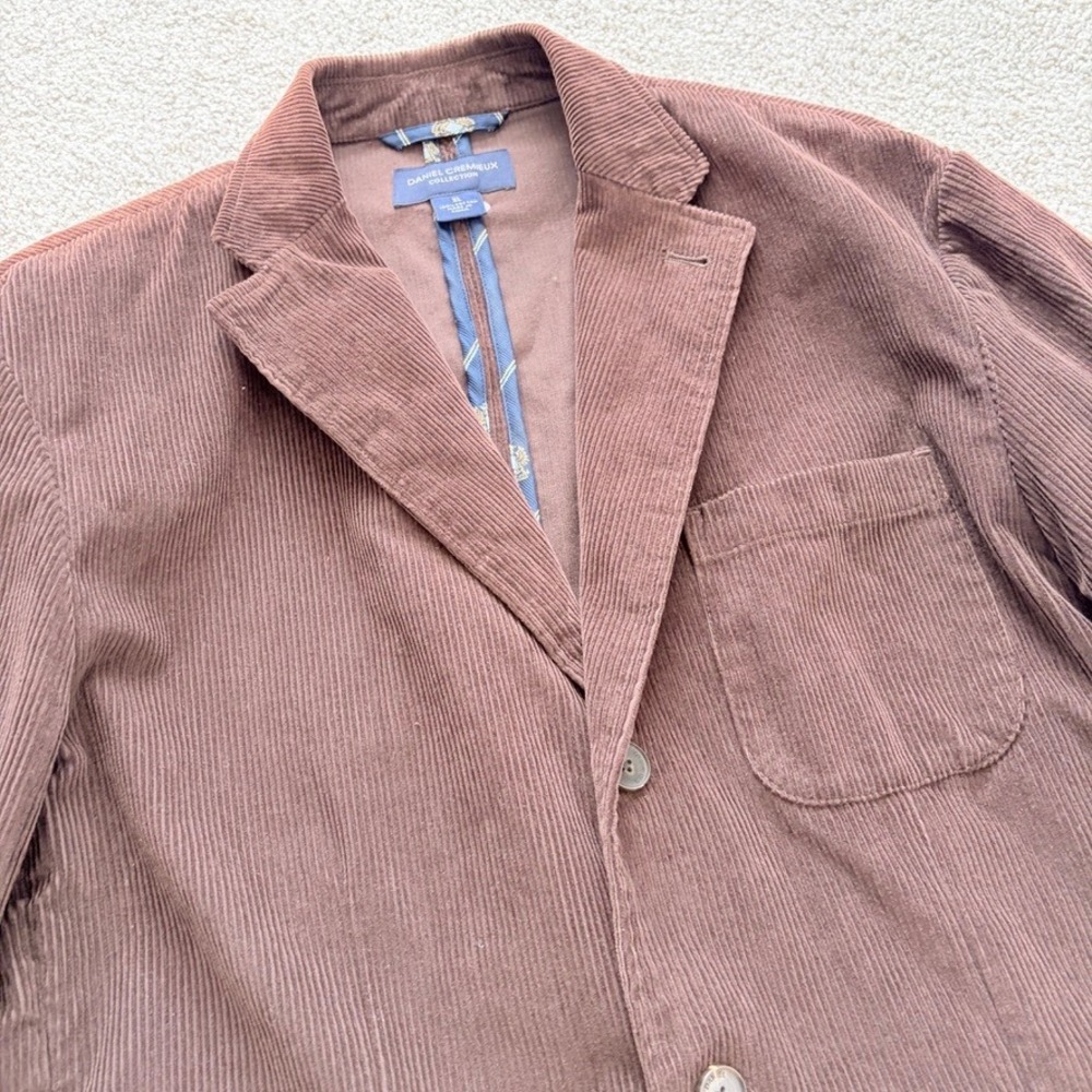 Daniel Cremieux Corduroy Blazer Mens XL Brown Academia 3 Button Jacket - Picture 2 of 8